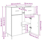 Vitrina Roble Negro 69,5 x 34 x 90 cm Madera contrachapada
