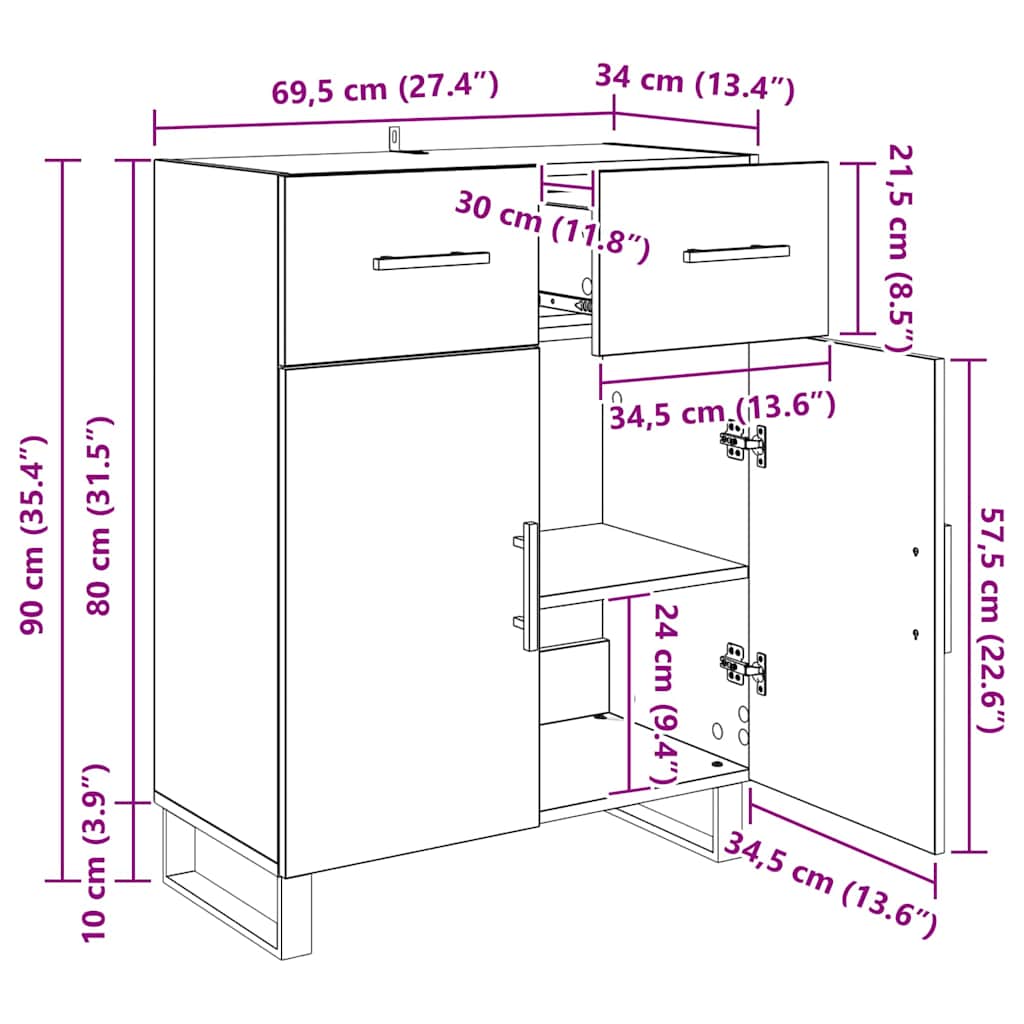Vitrina Madera Vieja 69,5 x 34 x 90 cm Madera contrachapada