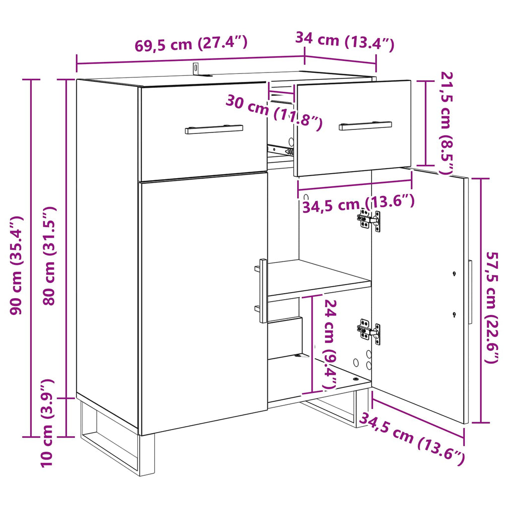 Vitrina Madera Vieja 69,5 x 34 x 90 cm Madera contrachapada