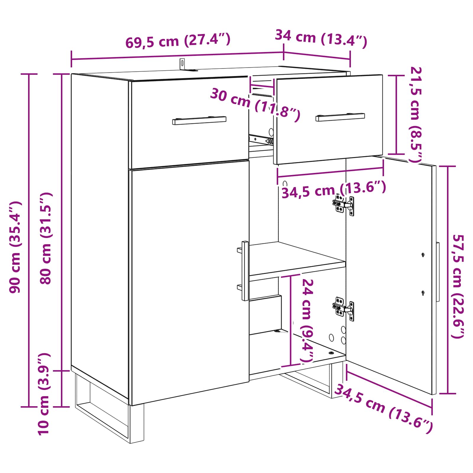 Vitrina Madera Vieja 69,5 x 34 x 90 cm Madera contrachapada