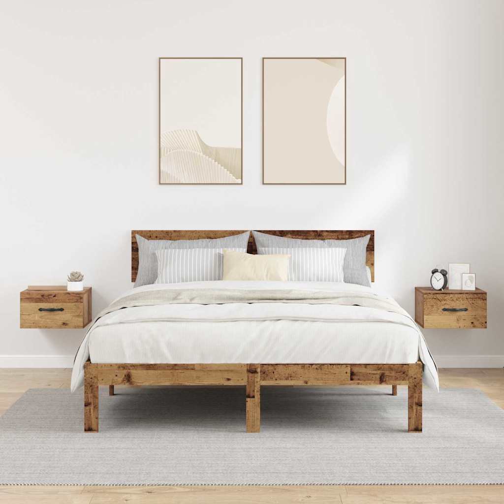 Armario de Noche con cajón 2 pcs Madera vieja 35 x 35 x 20 cm