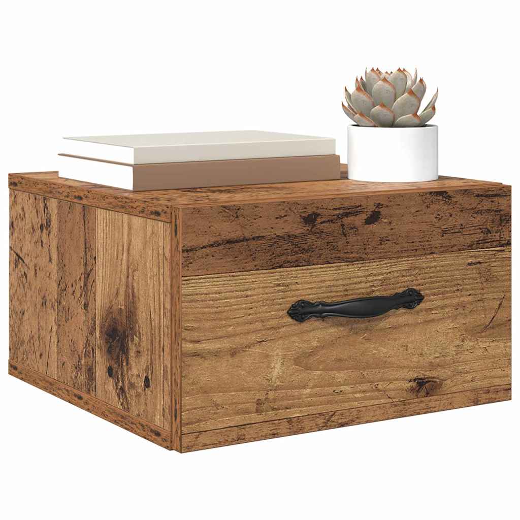Armario de Noche con cajón 2 pcs Madera vieja 35 x 35 x 20 cm