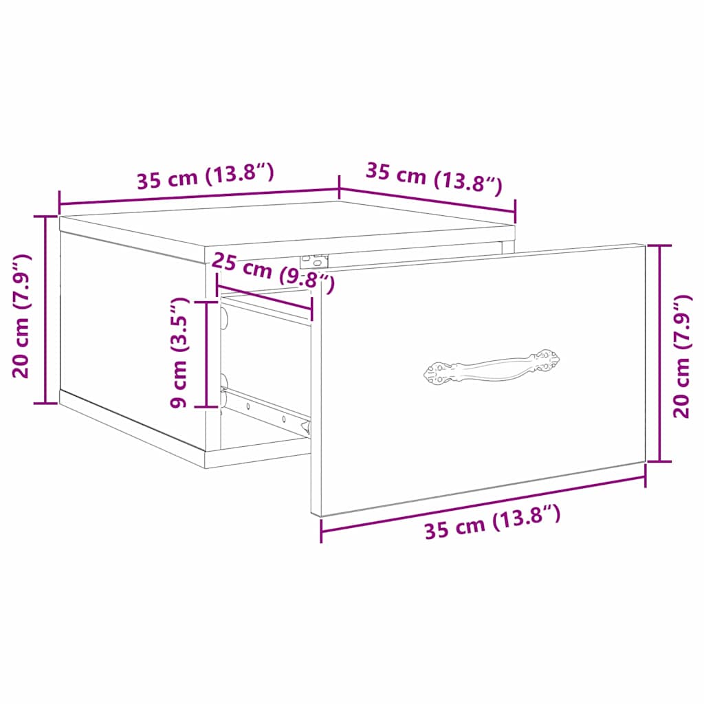 Armario de Noche con cajón 2 pcs Madera vieja 35 x 35 x 20 cm