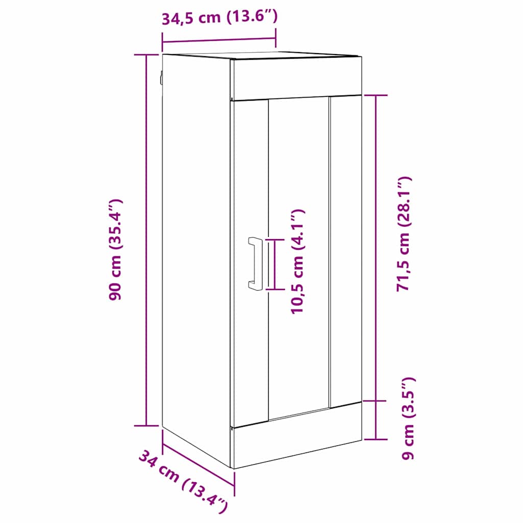 Armario de pared Roble artesanal 34,5 x 34 x 90 cm