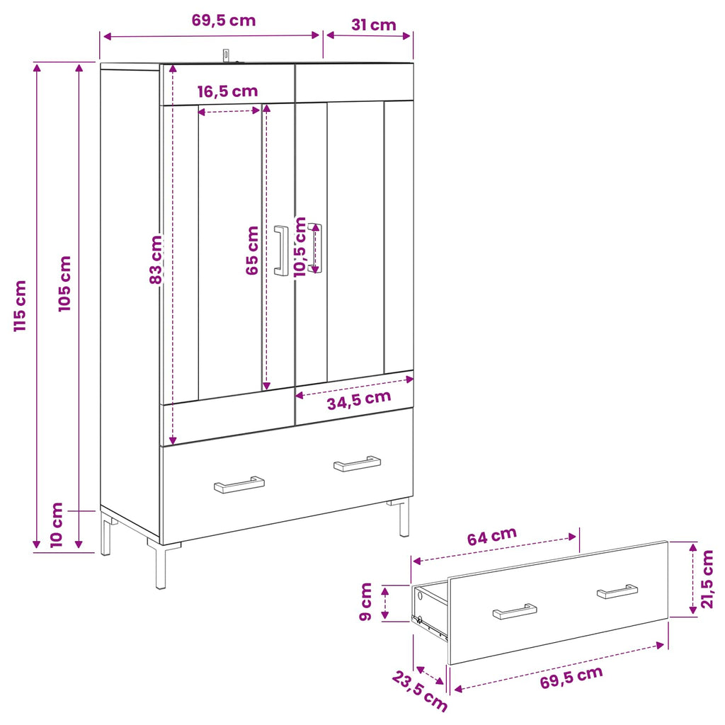 Alacena Madera Vieja 69,5 x 31 x 115 cm Madera contrachapada