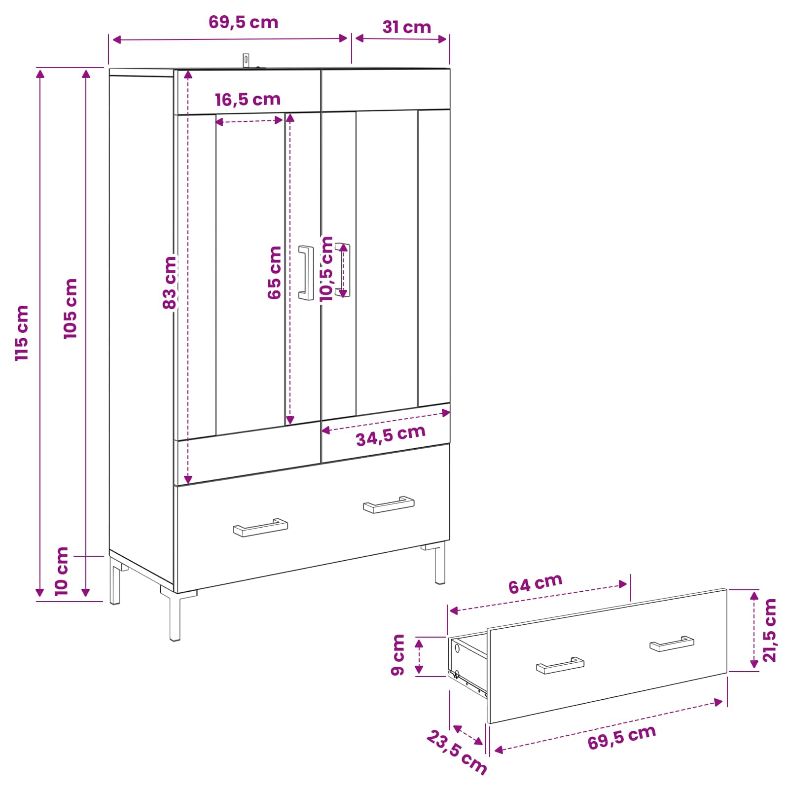 Alacena Madera Vieja 69,5 x 31 x 115 cm Madera contrachapada