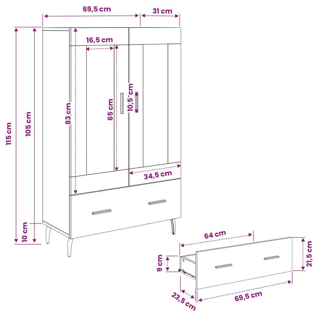 Alacena Madera Vieja 69,5 x 31 x 115 cm Madera contrachapada