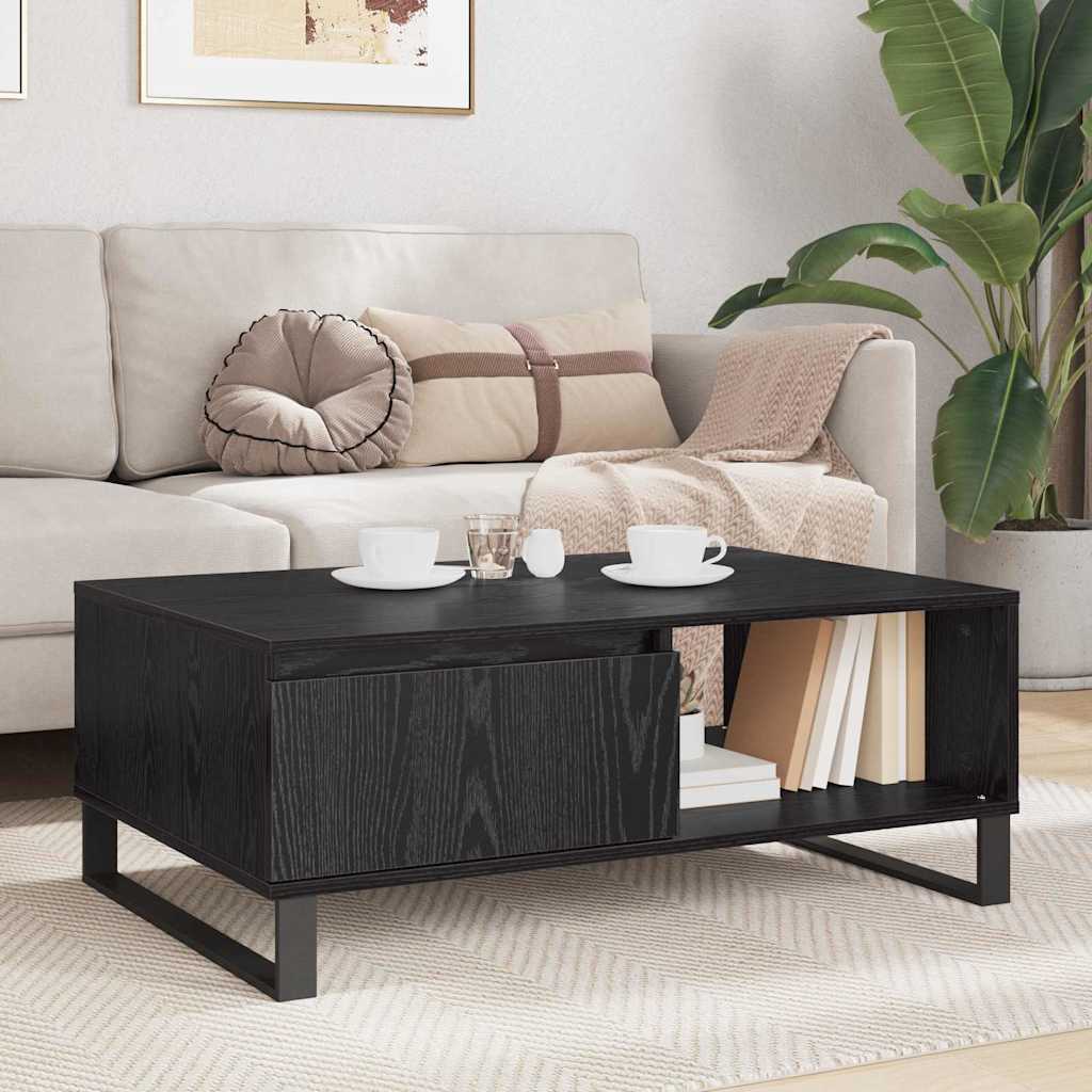 Mesa de Café Roble Negro 90 x 60 x 35 cm Madera de ingeniería