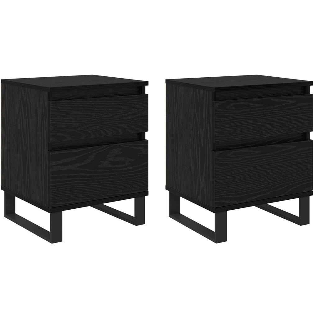 Armario de Noche con cajón 2 pcs Roble Negro 40 x 35 x 50 cm