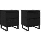 Armario de Noche con cajón 2 pcs Roble Negro 40 x 35 x 50 cm