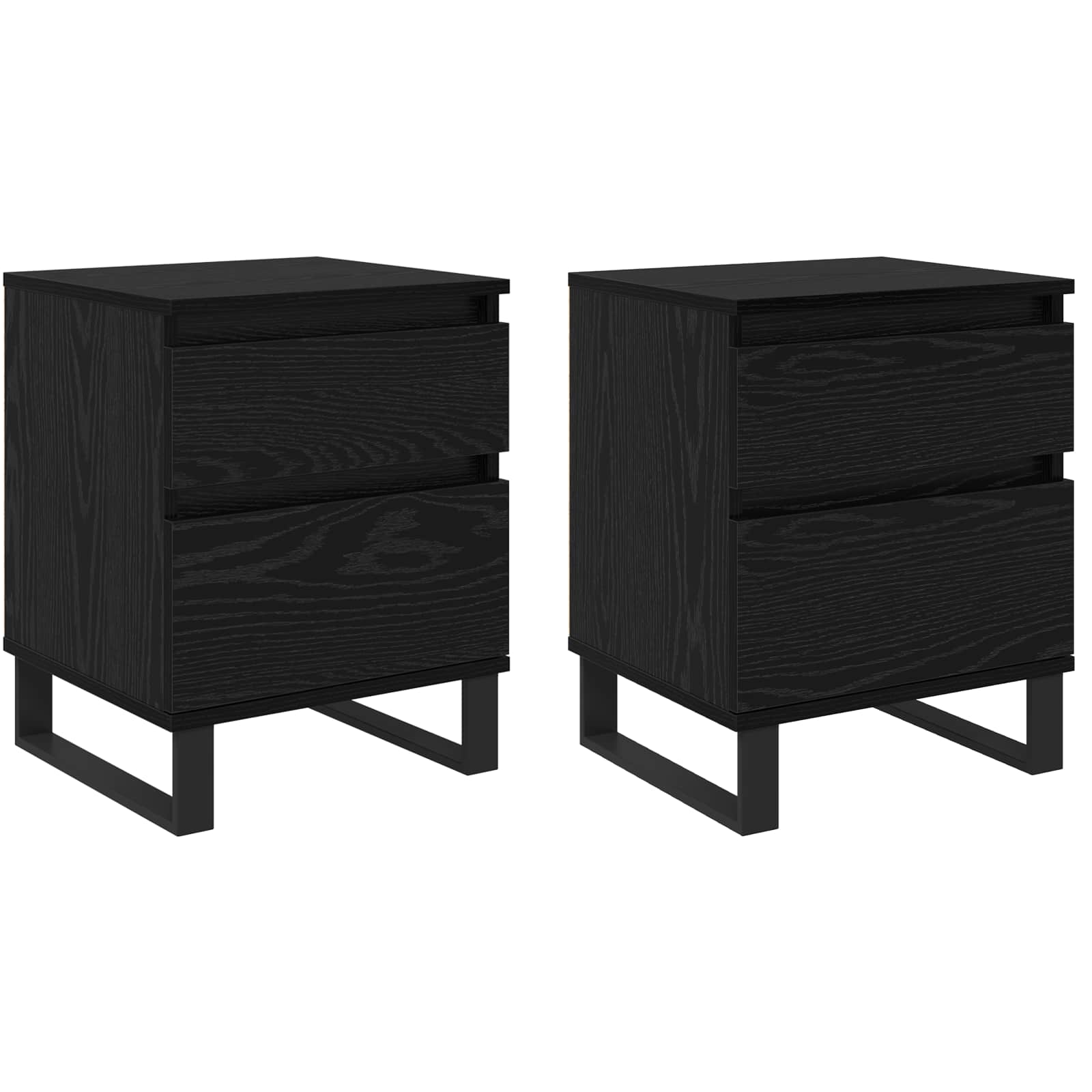 Armario de Noche con cajón 2 pcs Roble Negro 40 x 35 x 50 cm