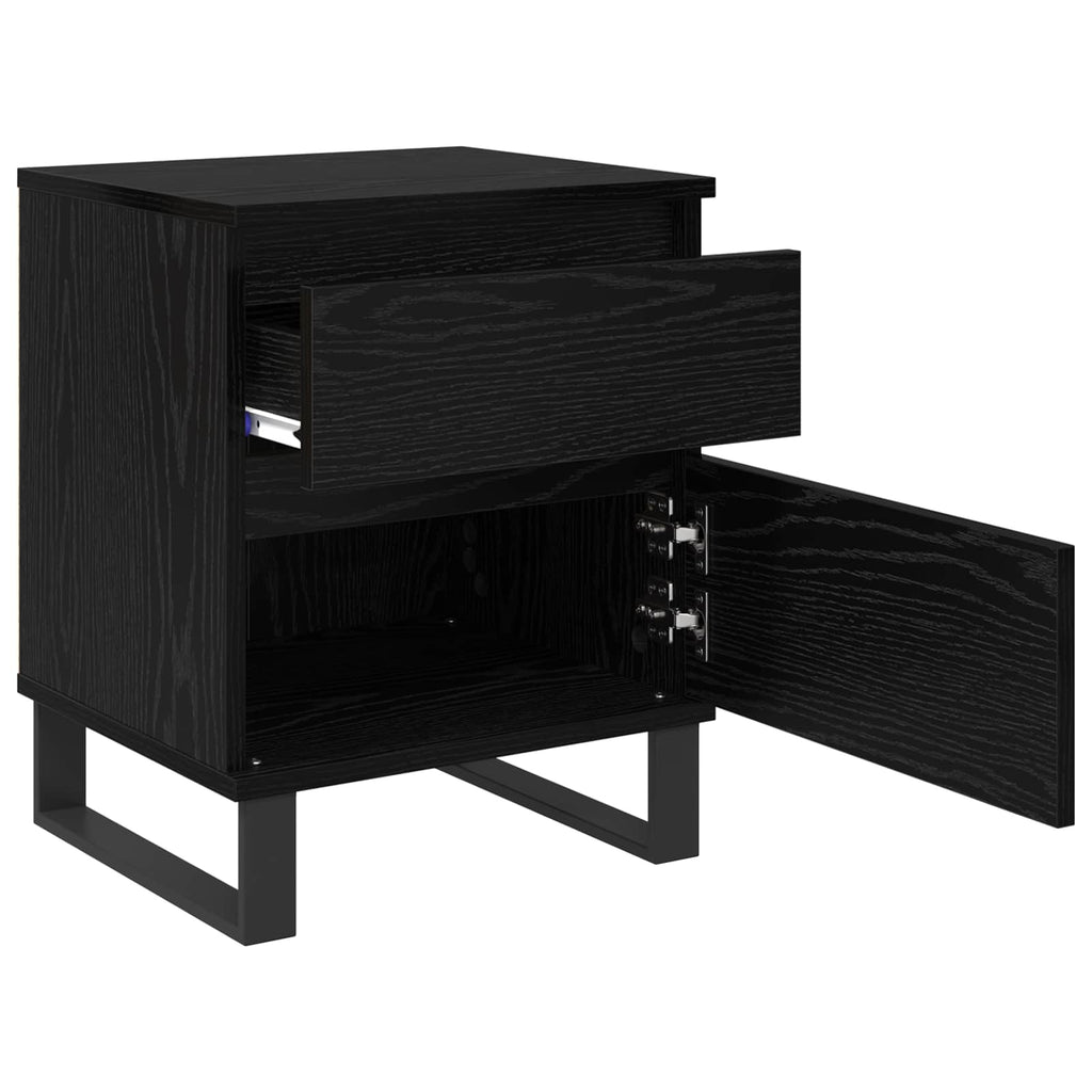Armario de Noche con cajón 2 pcs Roble Negro 40 x 35 x 50 cm