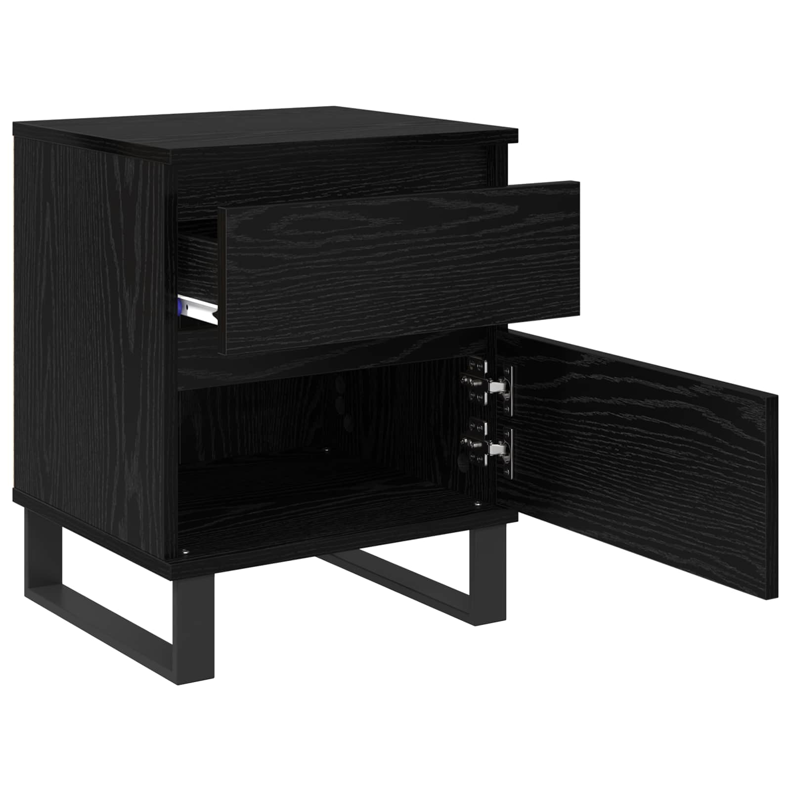 Armario de Noche con cajón 2 pcs Roble Negro 40 x 35 x 50 cm
