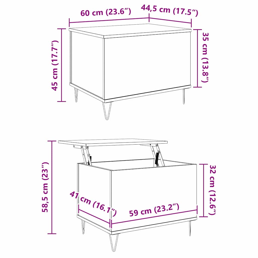 Mesa de Café Madera Vieja 60 x 44,5 x 45 cm