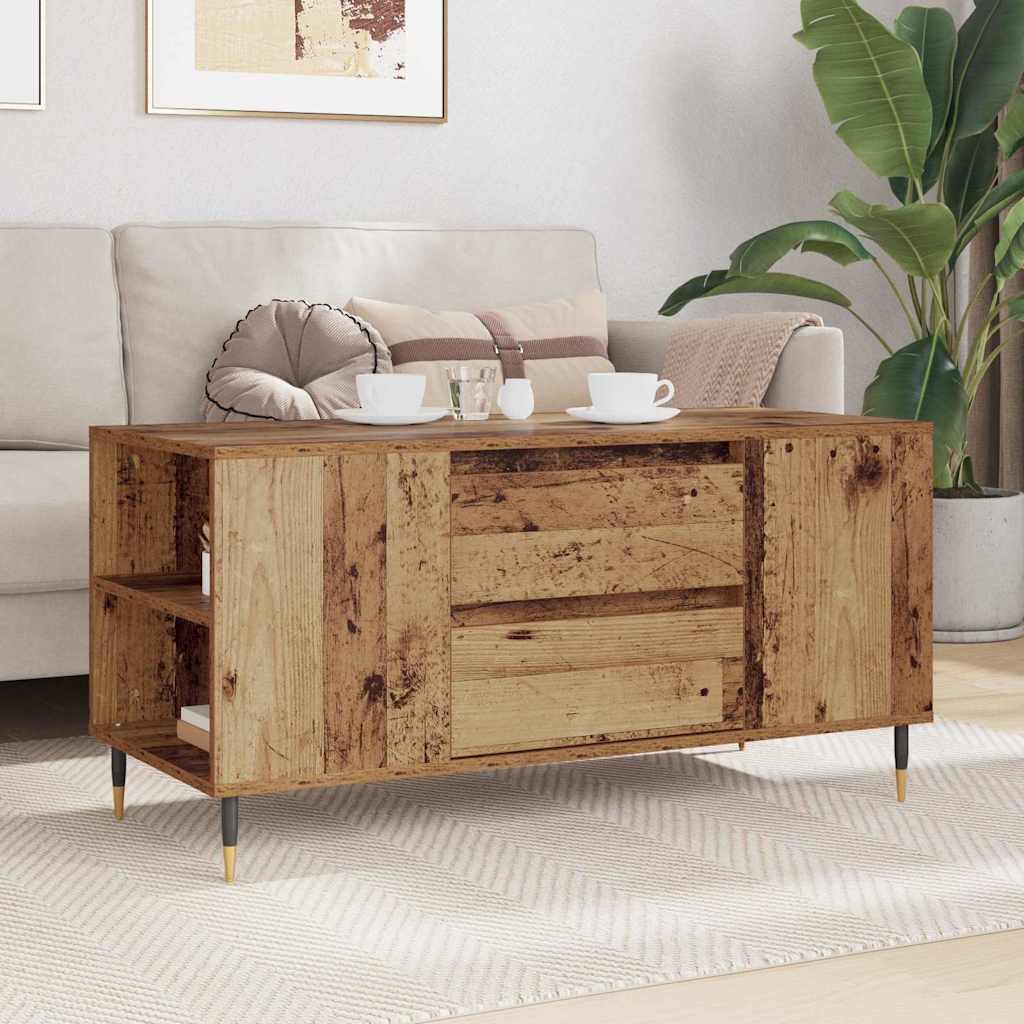 Mesa de Café con cajón Madera envejecida 102 x 44,5 x 50 cm