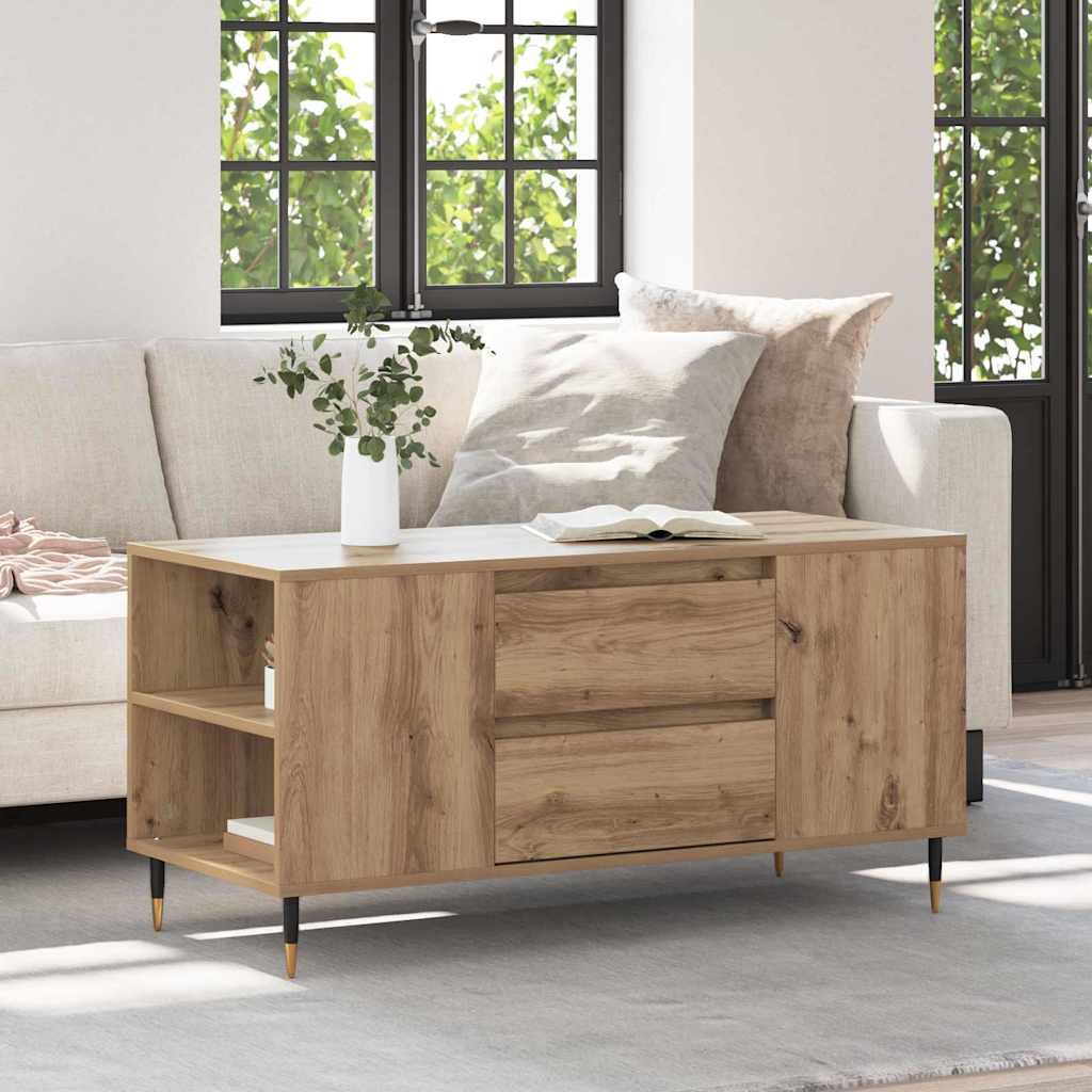 Coffee Table with Drawer Distressed Wood 102 x 44.5 x 50 cm
