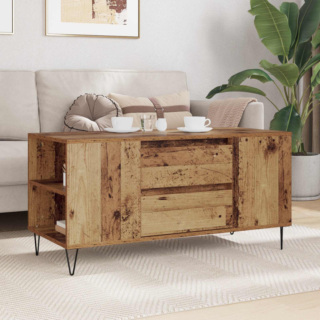 Mesa de Café con cajón Madera envejecida 102 x 44,5 x 50 cm