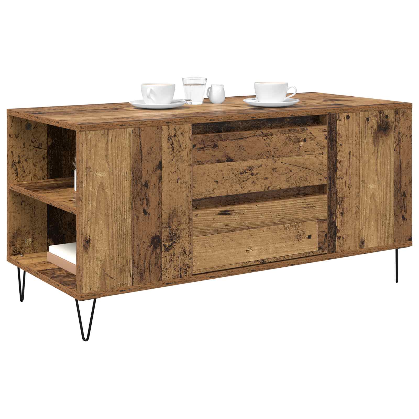 Mesa de Café con cajón Madera envejecida 102 x 44,5 x 50 cm