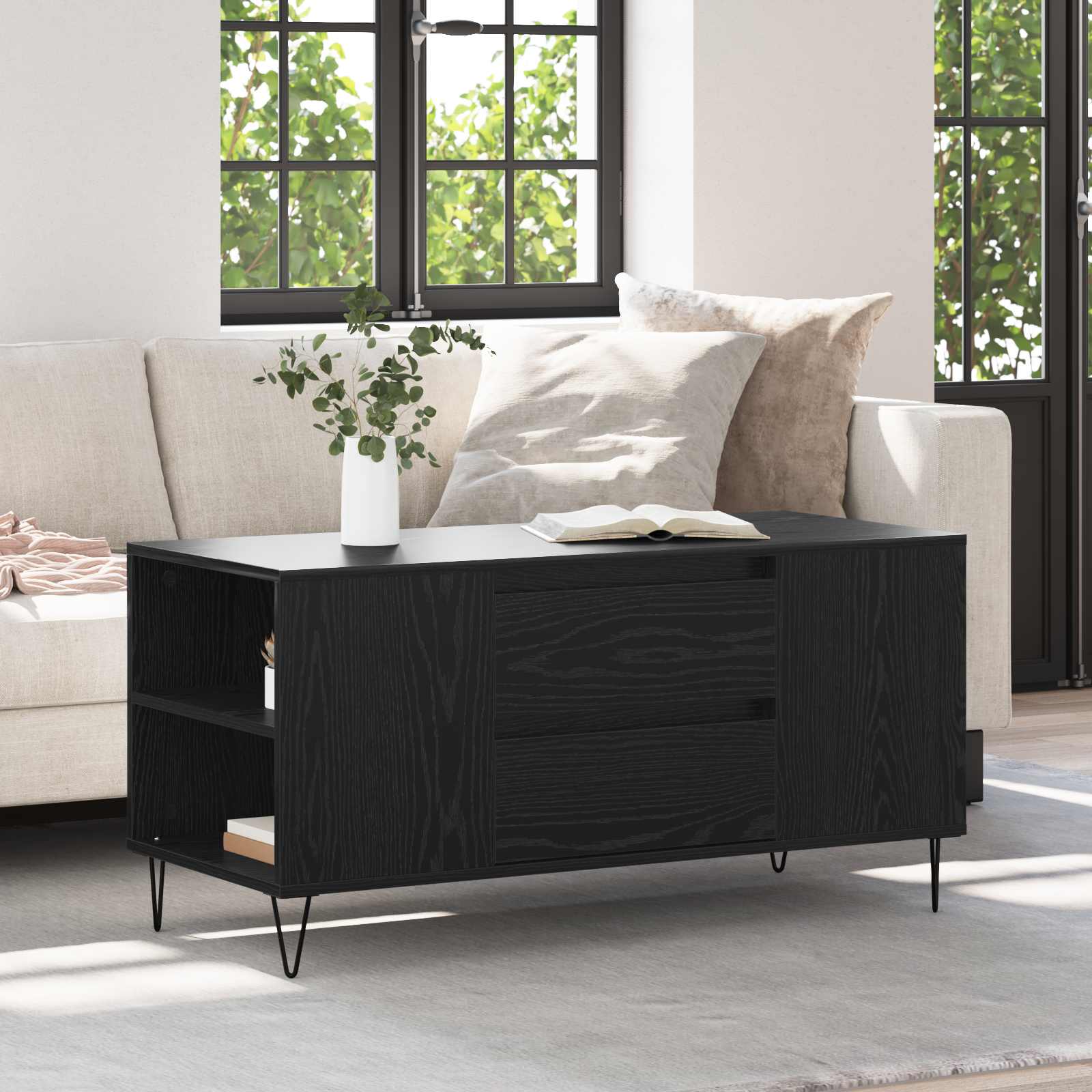 Mesa de Café con cajón Madera envejecida 102 x 44,5 x 50 cm