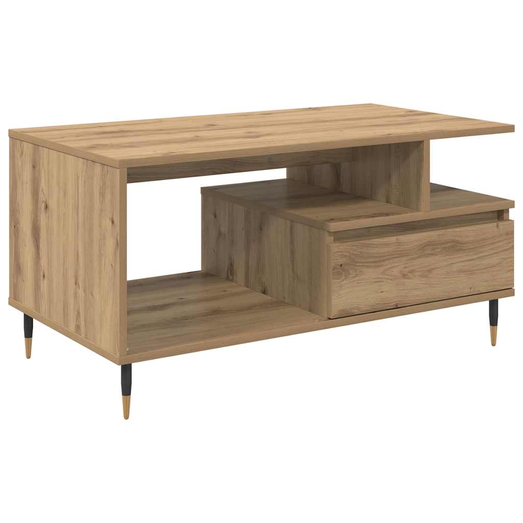 Mesa de Café con cajón Roble artesanal 90 x 49 x 45 cm