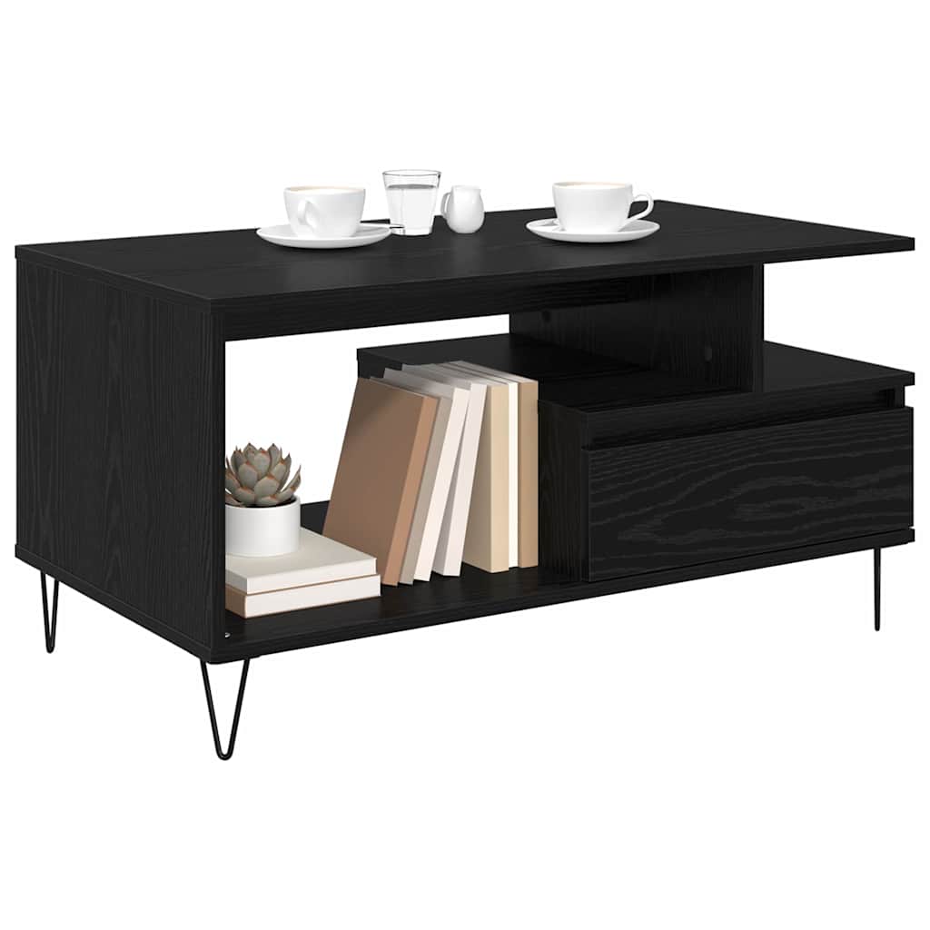 Mesa de Café Roble Negro 90 x 49 x 45 cm Madera de ingeniería