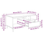 Mesa de Café Roble Negro 90 x 49 x 45 cm Madera de ingeniería