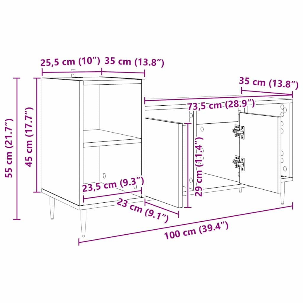 Gabinete de TV Madera Vieja 100 x 35 x 55 cm