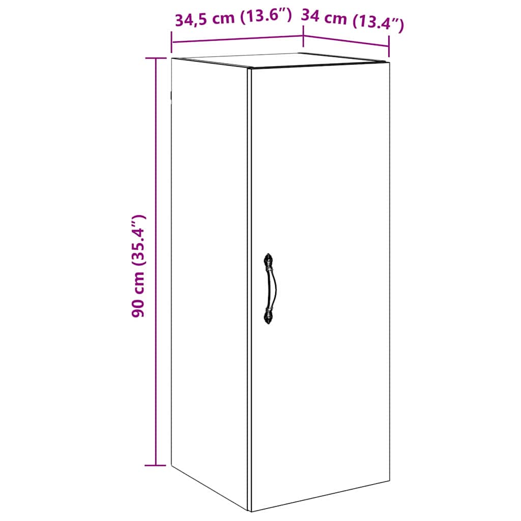 Armario de pared Roble Negro 34,5 x 34 x 90 cm