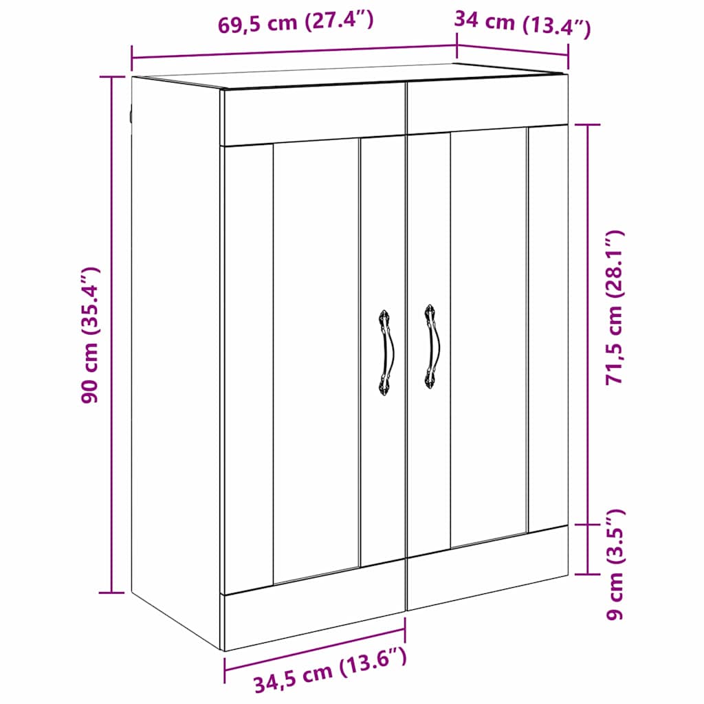 Armario de pared Madera Vieja 69,5 x 34 x 90 cm