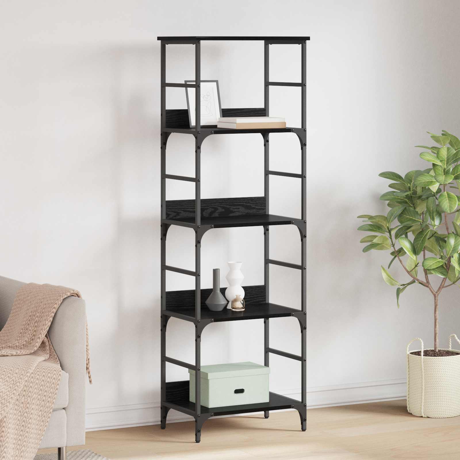 Black Oak Bookcase 50 x 33 x 117.5 cm