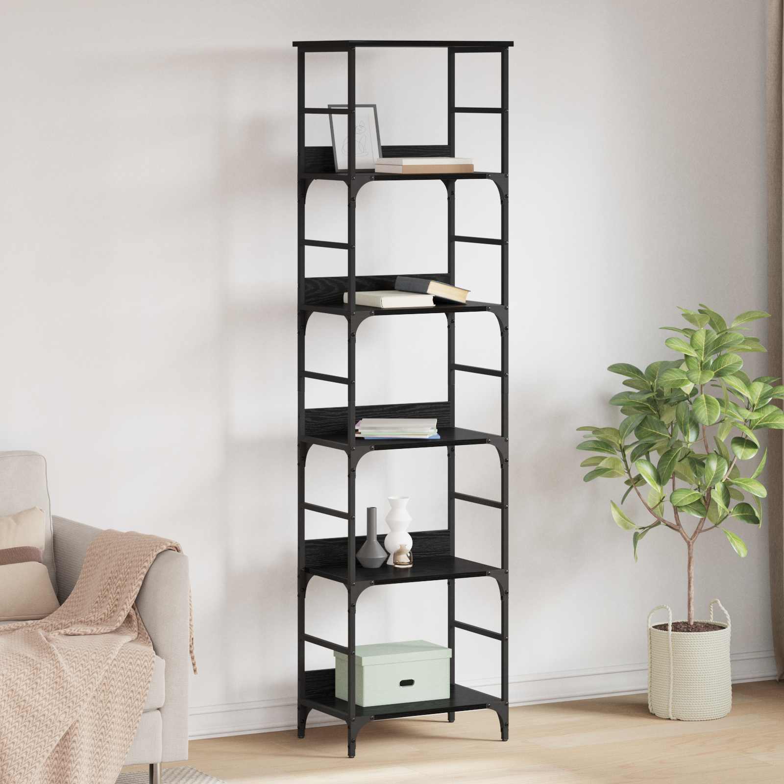 Black Oak Bookcase 50 x 33 x 117.5 cm