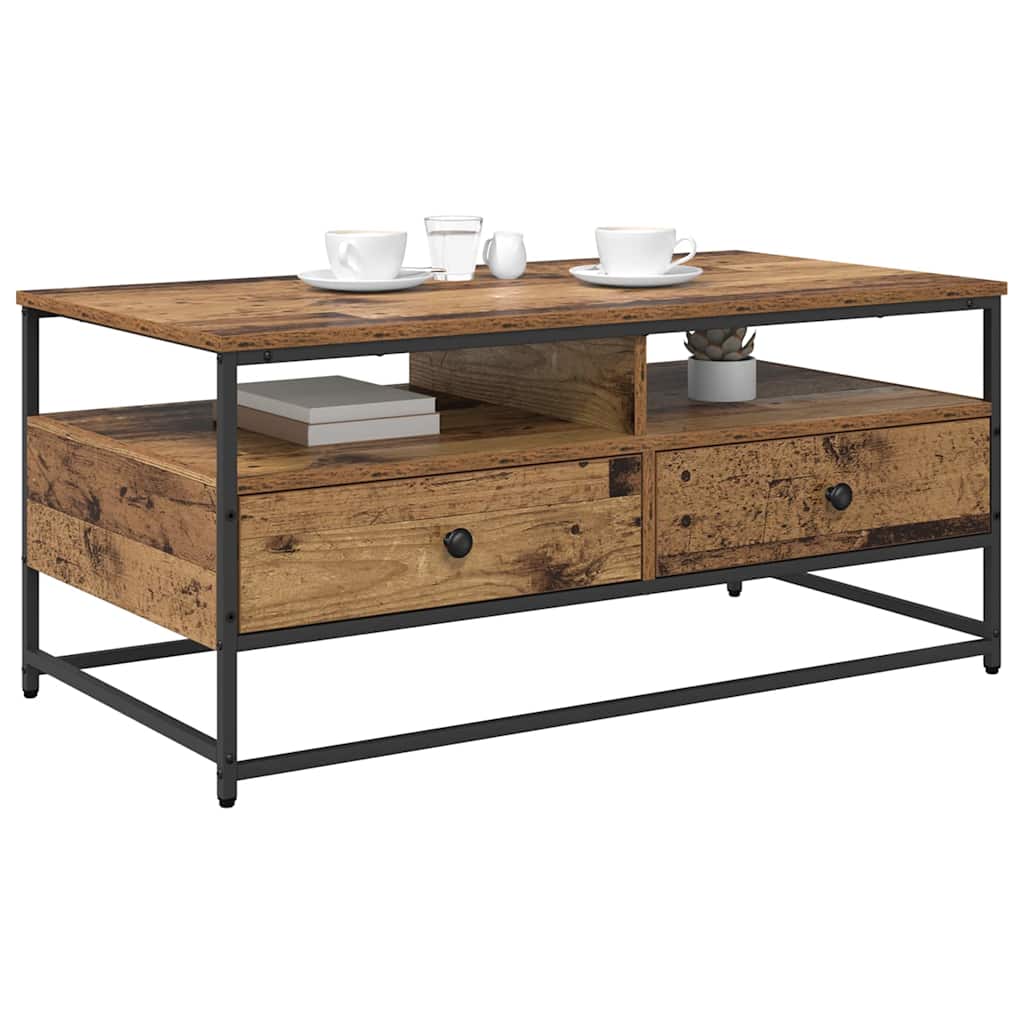 Mesa de Café con cajón Madera envejecida 100 x 51 x 45 cm