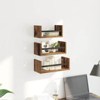 Conjunto de estantes de pared 3 pcs Madera Vieja 40x16x14cm