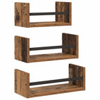 Conjunto de estantes de pared 3 pcs Madera Vieja 40x16x14cm
