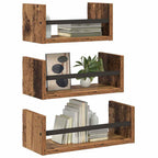 Conjunto de estantes de pared 3 pcs Madera Vieja 40x16x14cm