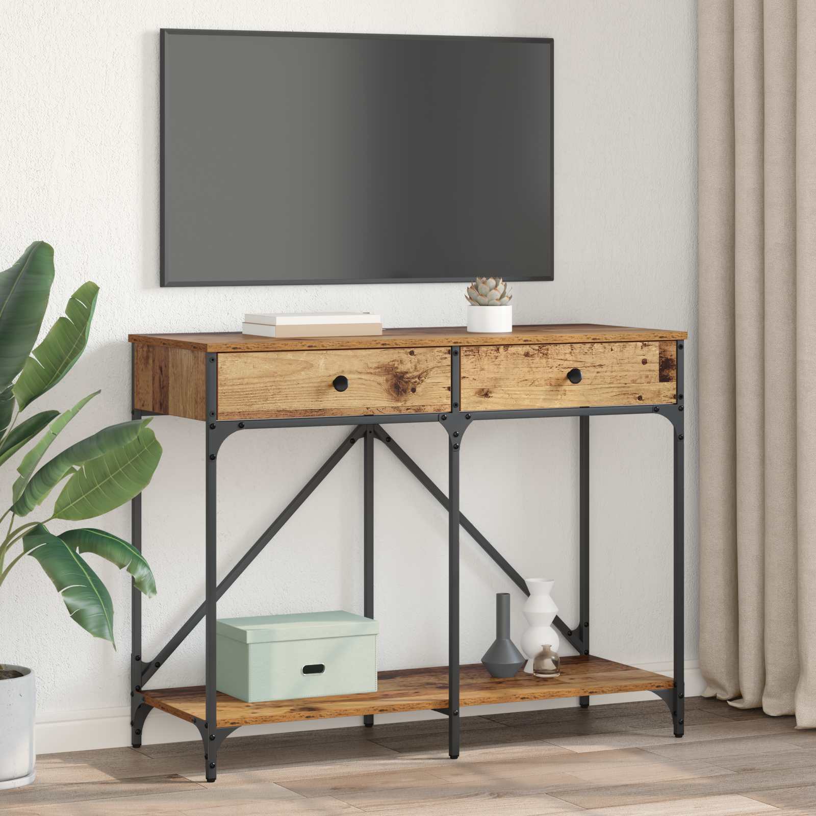 Mesa Consola con cajón Madera Vieja 100 x 39 x 78,5 cm