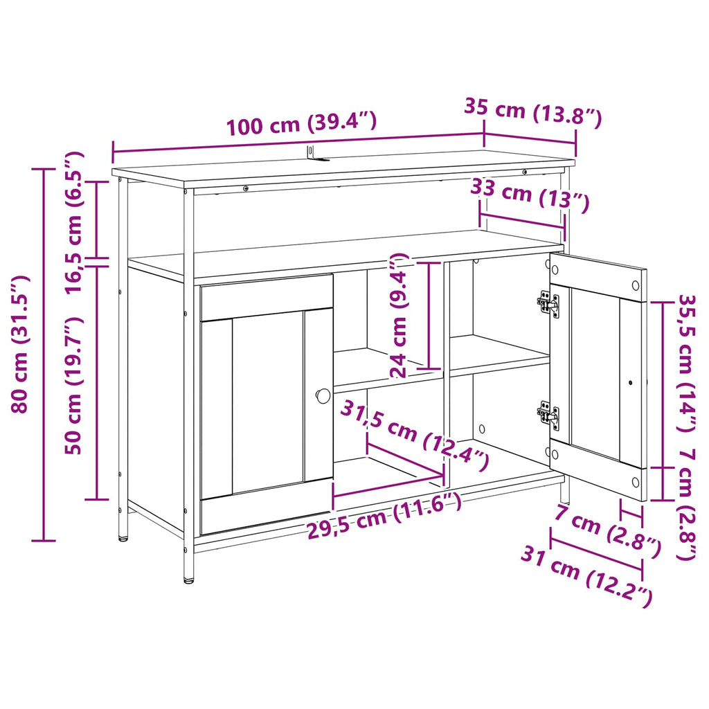 Vitrina Madera Vieja 100 x 35 x 80 cm Madera contrachapada