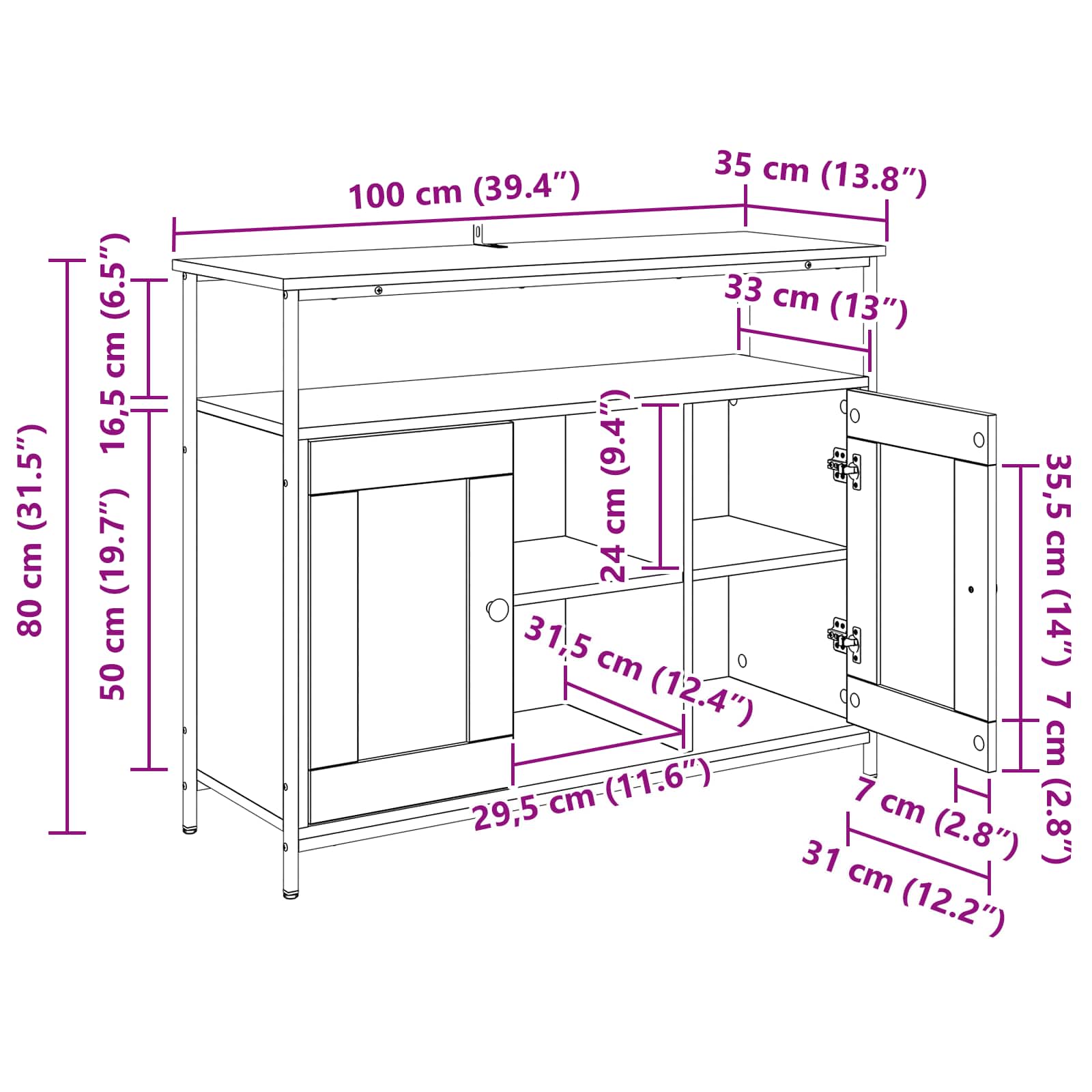 Vitrina Madera Vieja 100 x 35 x 80 cm Madera contrachapada