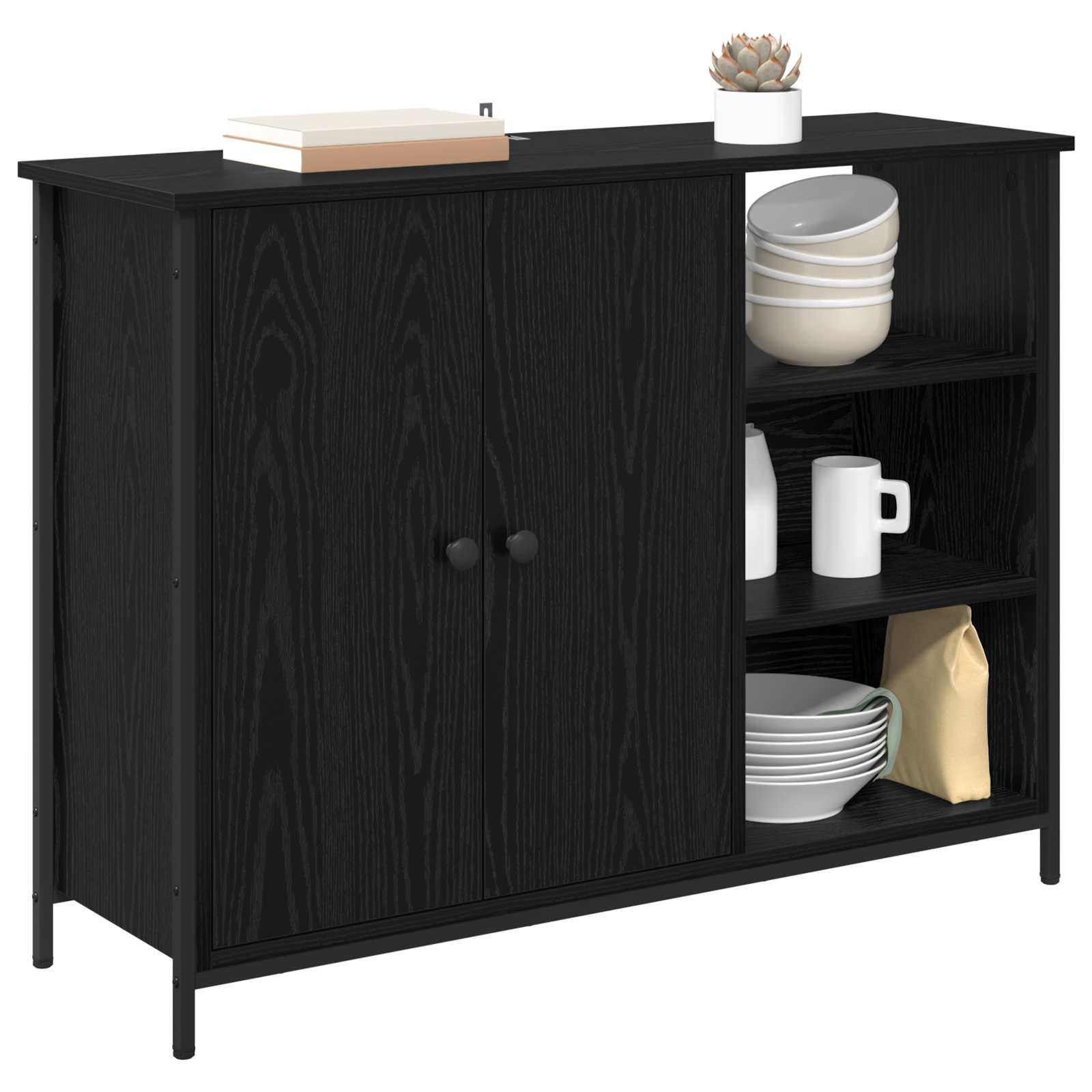 Vitrina Roble Negro 100 x 33 x 75 cm Madera contrachapada