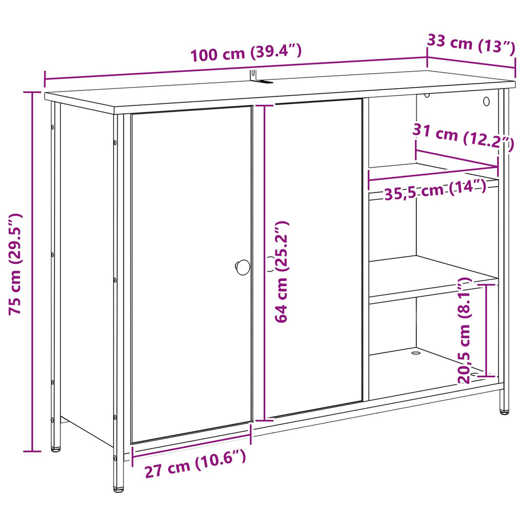 Vitrina Roble Negro 100 x 33 x 75 cm Madera contrachapada