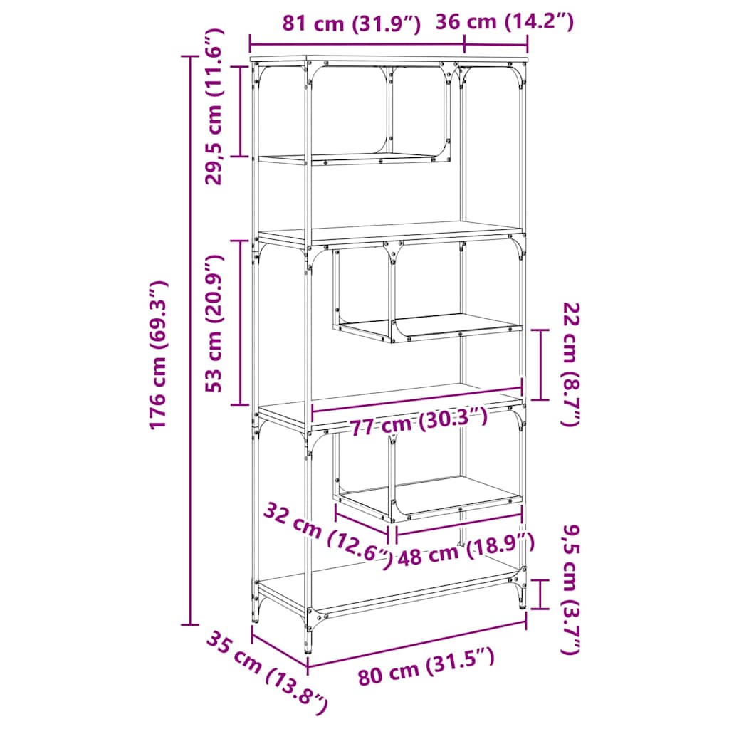 Estantería Madera vieja 81 x 36 x 176 cm Madera contrachapada
