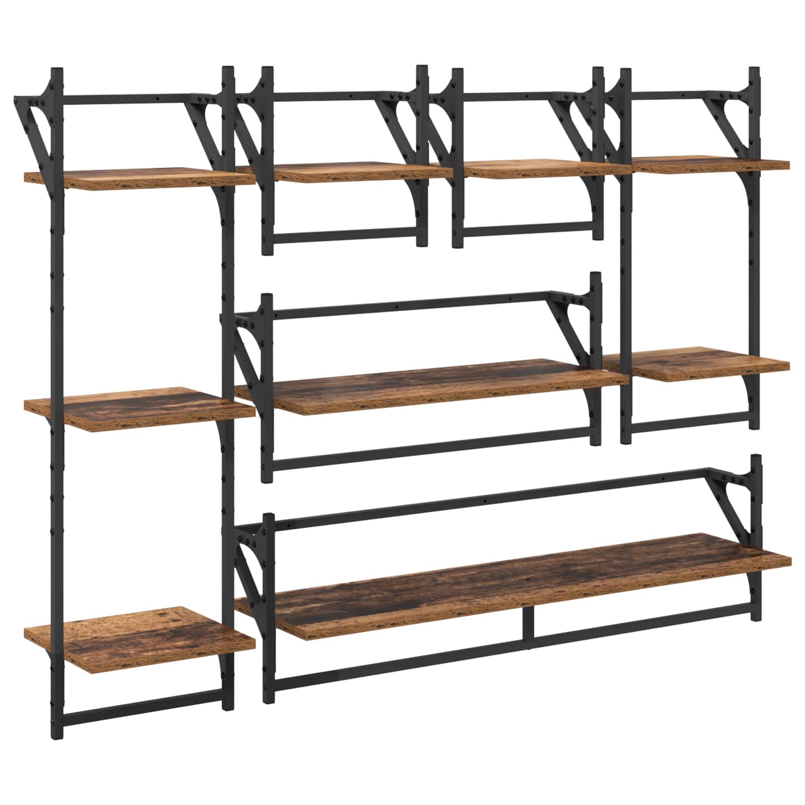 Conjunto de estantes de pared con estante 6 pcs Madera Vieja