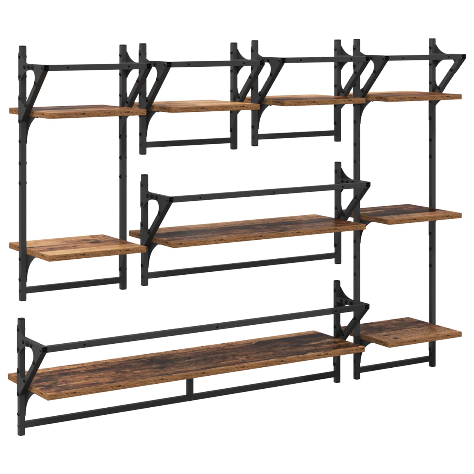 Conjunto de estantes de pared con estante 6 pcs Madera Vieja