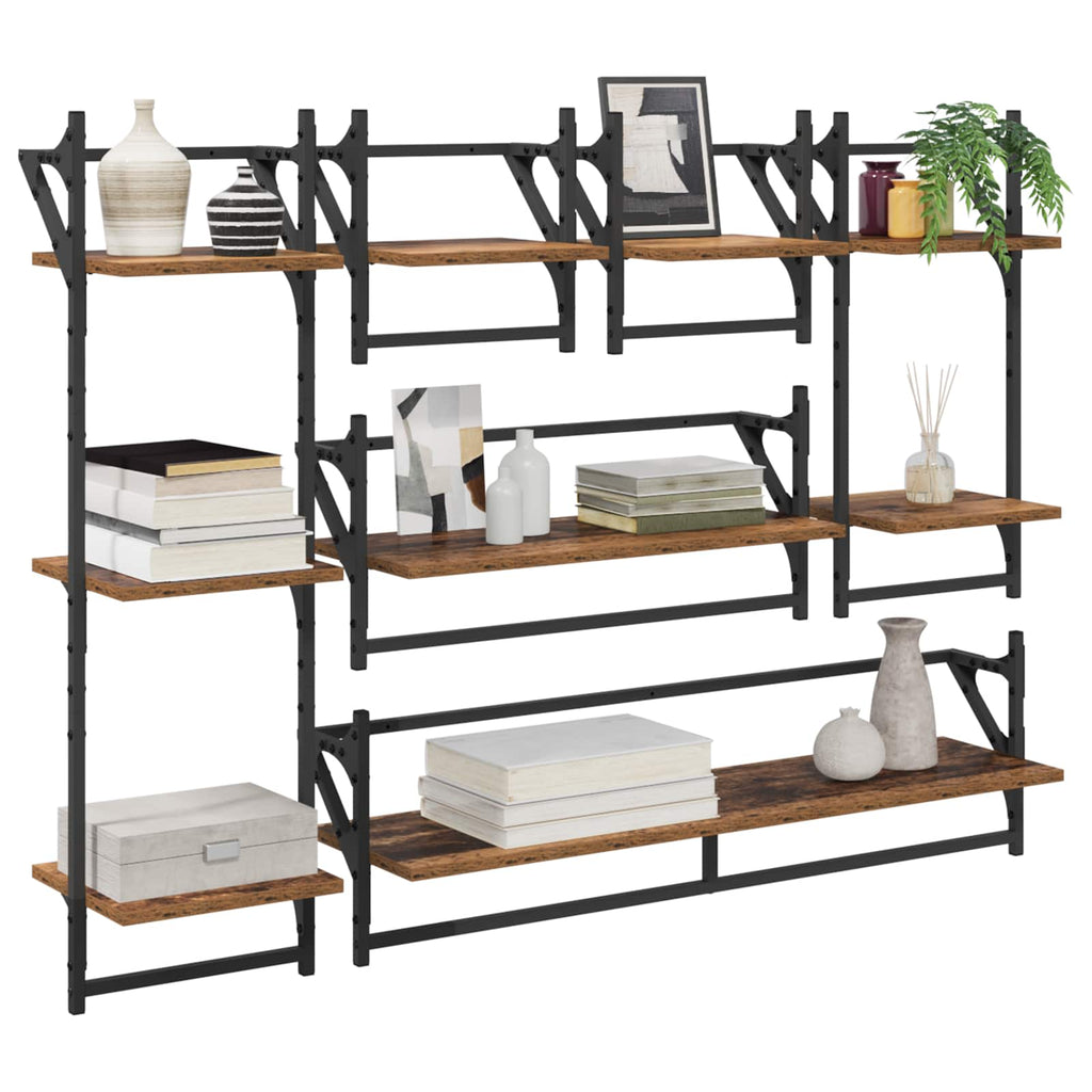 Conjunto de estantes de pared con estante 6 pcs Madera Vieja