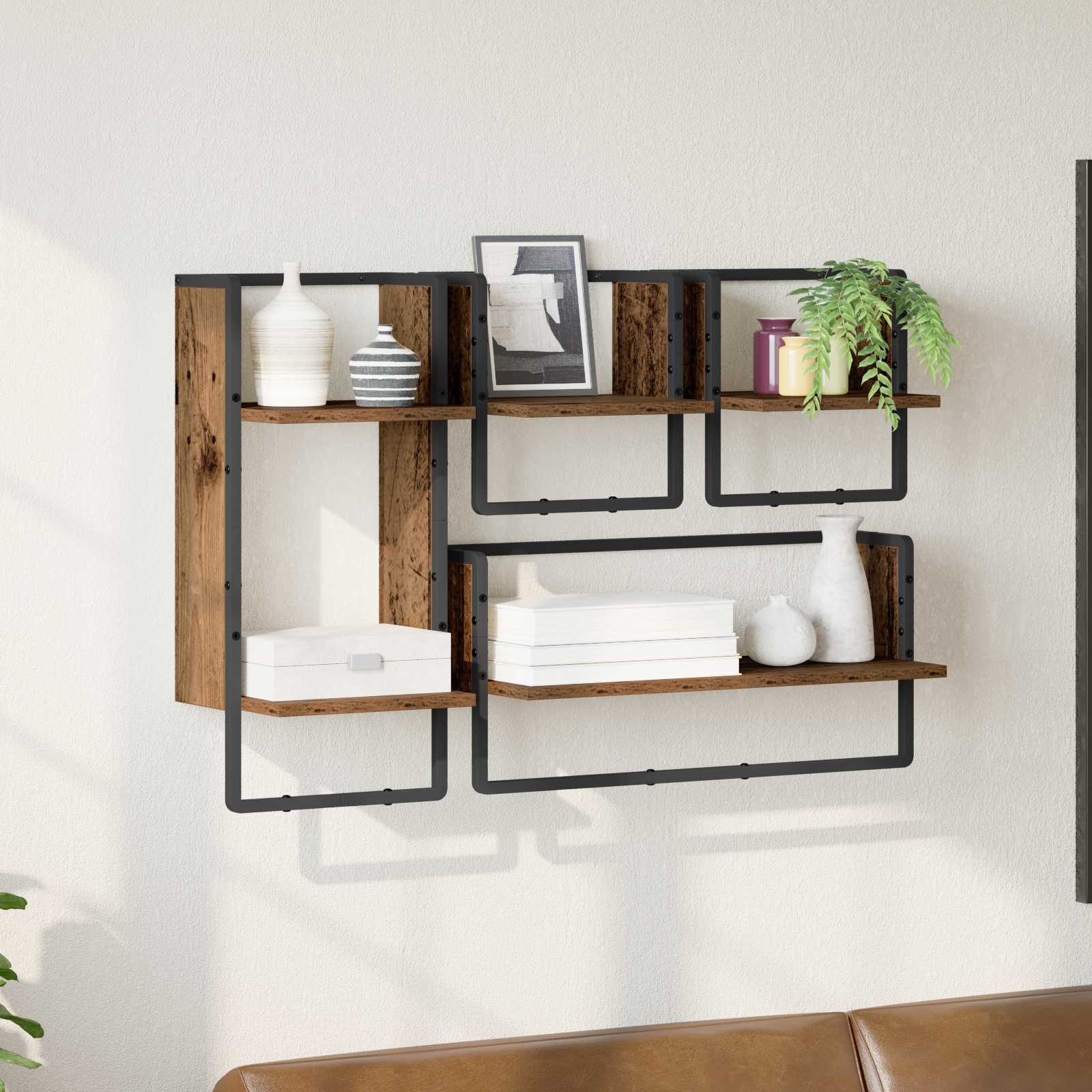 4-piece Wall Shelf Set Black Oak 65 x 25 x 30 cm