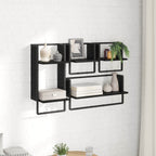 Conjunto de estantes de pared 4 pcs Roble Negro 65 x 25 x 30 cm
