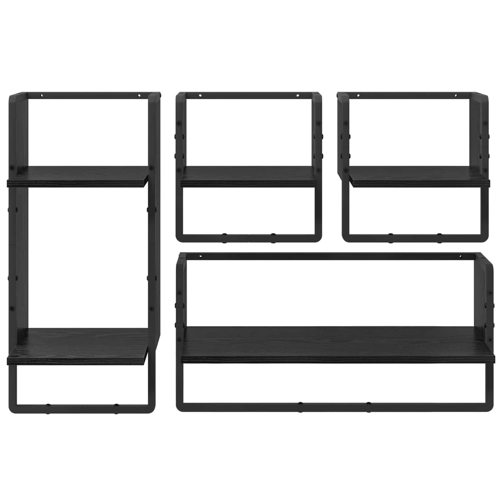 Conjunto de estantes de pared 4 pcs Roble Negro 65 x 25 x 30 cm