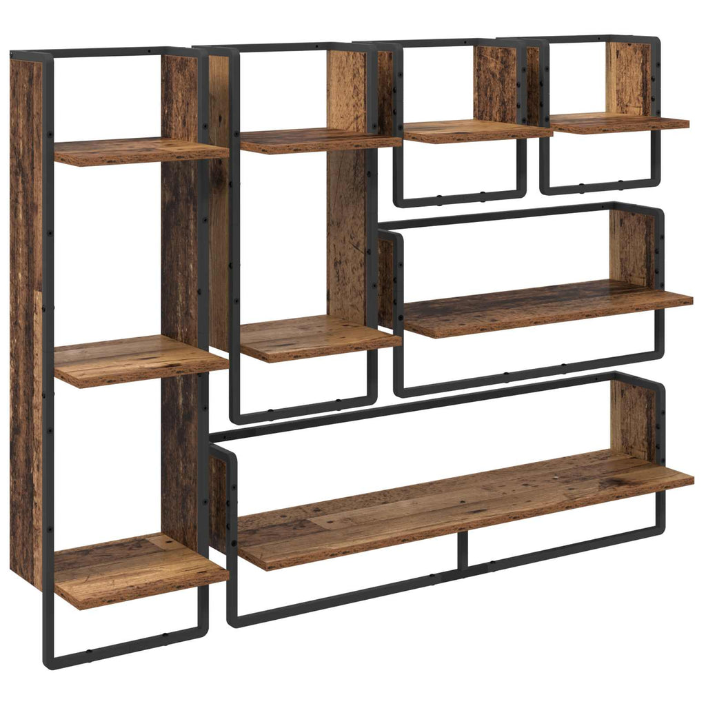 Conjunto de estantes de pared con estante 6 pcs Madera Vieja