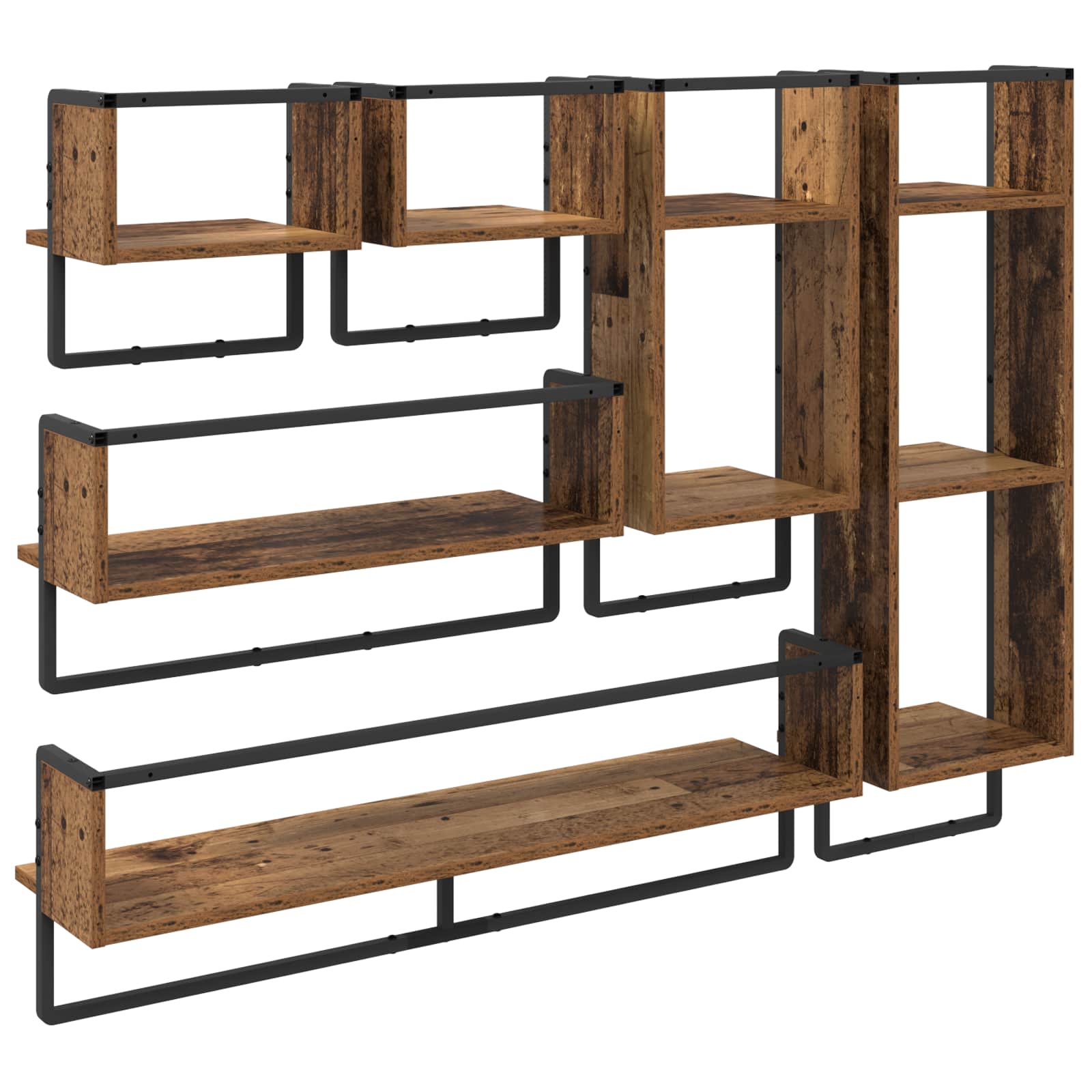 Conjunto de estantes de pared con estante 6 pcs Madera Vieja