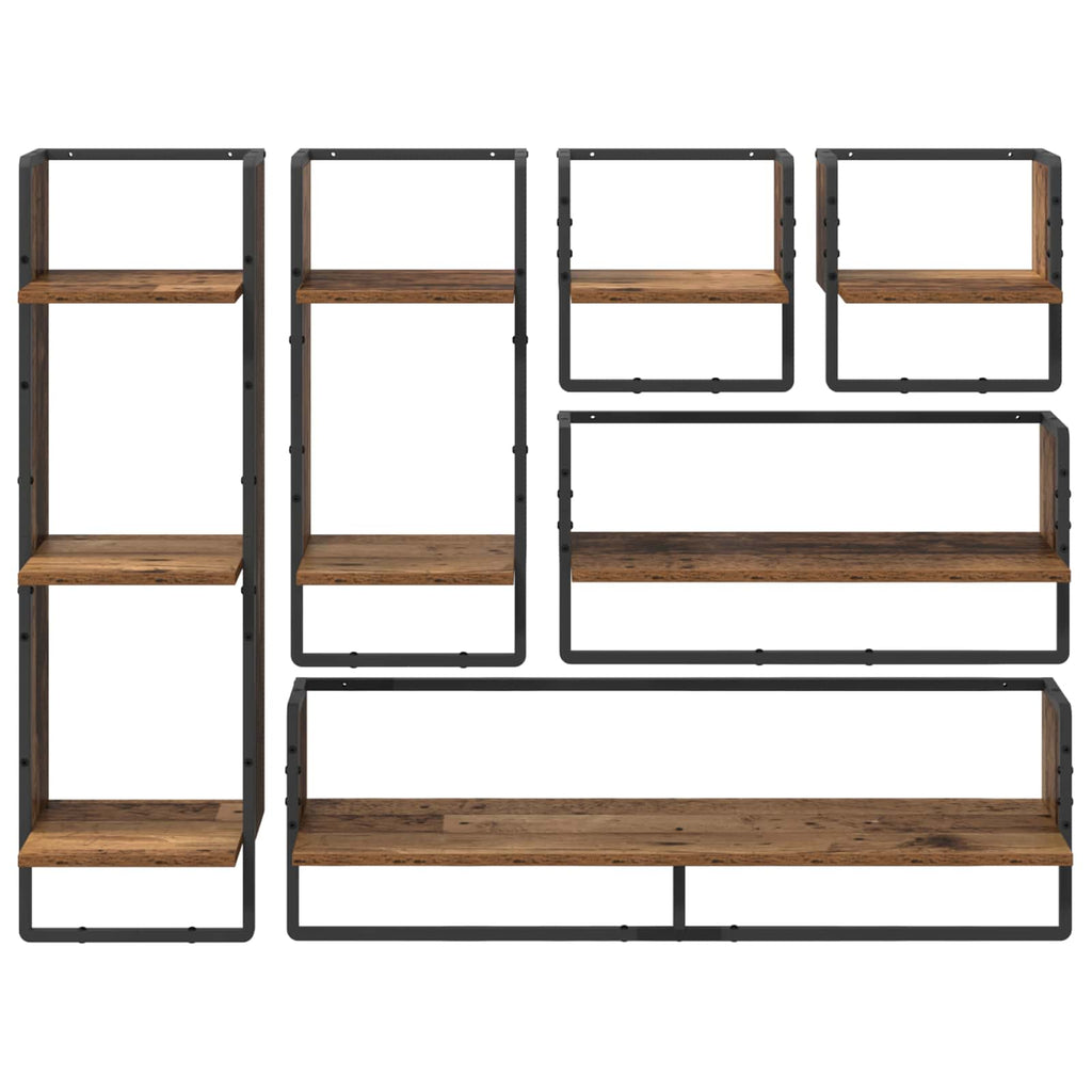Conjunto de estantes de pared con estante 6 pcs Madera Vieja